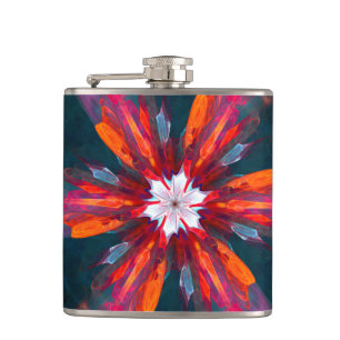 Floral Mandala Flowers Oranje Red Blue Abstract Heupfles