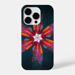 Floral Mandala Flowers Oranje Red Blue Abstract iPhone 14 Plus Hoesje