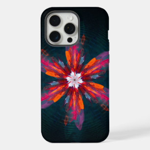 Floral Mandala Flowers Oranje Red Blue Abstract iPhone 15 Pro Max Case