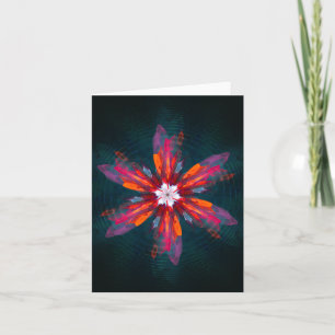 Floral Mandala Flowers Oranje Red Blue Abstract Kaart