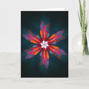 Floral Mandala Flowers Oranje Red Blue Abstract Kaart