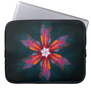 Floral Mandala Flowers Oranje Red Blue Abstract Laptop Sleeve