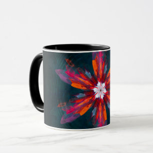 Floral Mandala Flowers Oranje Red Blue Abstract Mok