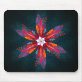 Floral Mandala Flowers Oranje Red Blue Abstract Muismat (Voorkant)
