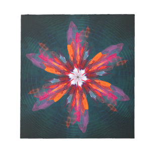 Floral Mandala Flowers Oranje Red Blue Abstract Notitieblok