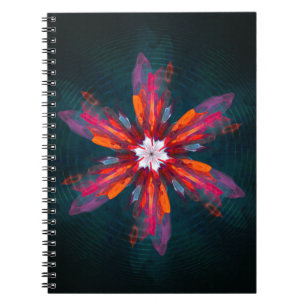 Floral Mandala Flowers Oranje Red Blue Abstract Notitieboek