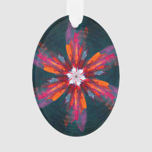 Floral Mandala Flowers Oranje Red Blue Abstract Ornament