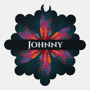 Floral Mandala Flowers Oranje Red Blue Abstract Ornament Kaart