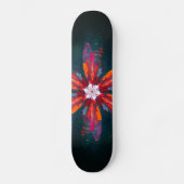 Floral Mandala Flowers Oranje Red Blue Abstract Persoonlijk Skateboard (Voorkant)