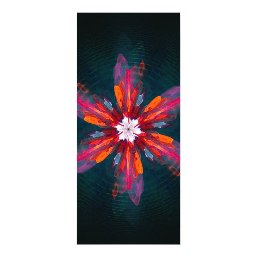 Floral Mandala Flowers Oranje Red Blue Abstract Reclamekaart (Voorkant)