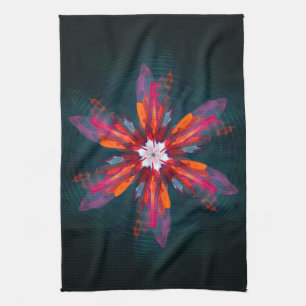 Floral Mandala Flowers Oranje Red Blue Abstract Theedoek