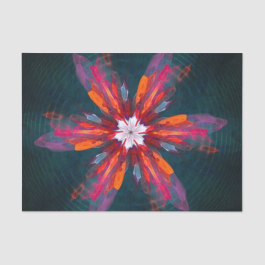 Floral Mandala Flowers Oranje Red Blue Abstract Tissuepapier (Voorkant)