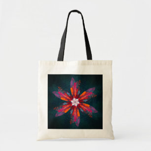 Floral Mandala Flowers Oranje Red Blue Abstract Tote Bag