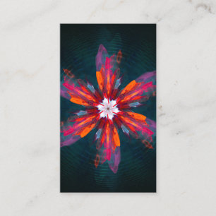 Floral Mandala Flowers Oranje Red Blue Abstract Visitekaartje