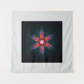 Floral Mandala Flowers Oranje Red Blue Abstract Wandkleed (Voorkant)