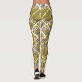 Floral Mandala, gedempt olijfroze en paarse Leggings (Achterkant)