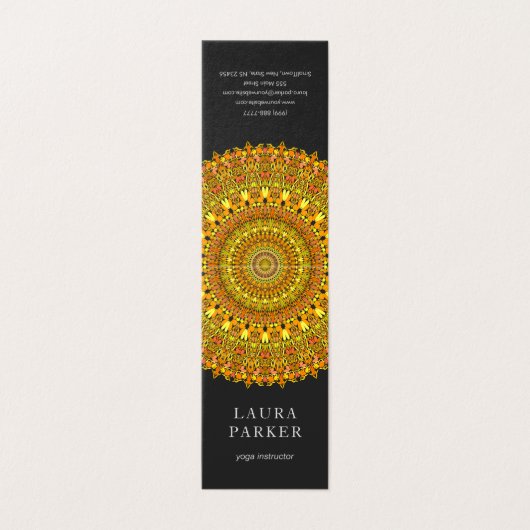 Floral  Mandala in Oranje en gele tongen Visitekaartje (Buitenkant ongevouwen)