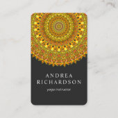 Floral  Mandala in Oranje en gele tongen Visitekaartje (Voorkant)