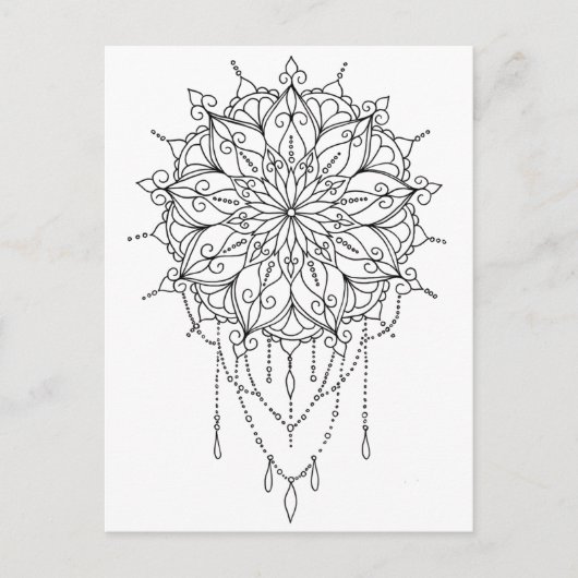 Floral Mandala kleur je eigen Briefkaart (Voorkant)