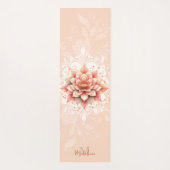 Floral mandala koraal roze wit chique naam monogra yogamat (Achterkant)