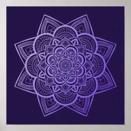 Floral Mandala Lavender Paarse gradiënt Art Afdruk Poster