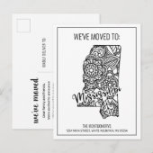 Floral Mandala Mississippi State Moving Aankondigingskaart (Voorkant / Achterkant)