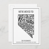 Floral Mandala Nevada State Moving Aankondigingskaart (Voorkant / Achterkant)