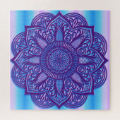 Floral Mandala Peace Colorful Paars Aqua Blue Legpuzzel (Horizontaal)