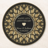 Floral Mandala Ronde Kartonnen Onderzetter (Voorkant)