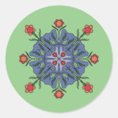 Floral mandala ronde sticker (Voorkant)