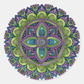 Floral Mandala Ronde Sticker (Voorkant)