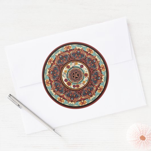 Floral Mandala Ronde Sticker (Envelop)