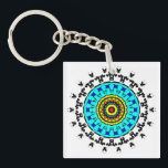 Floral Mandala Seamless Pattern Vivid Cyan Gold Sleutelhanger<br><div class="desc">Elevate your style with this exquisite Floral Mandala Seamless Pattern. Featuring a mesmerizing blend of vivid cyan and golden yellow tones, this intricate geometric design symbolizes harmony and balance. Perfect for those who appreciate detailed artistry and a touch of bohemian elegance in their everyday essentials.</div>