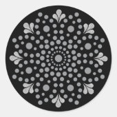 Floral Mandala Sjabloon Classic Ronde Sticker (Voorkant)