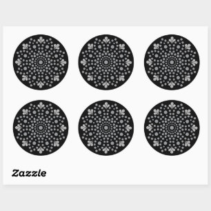 Floral Mandala Sjabloon Classic Ronde Sticker