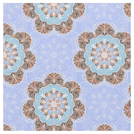 Floral Mandala Tegel in Light Blue Stof (Close Up)
