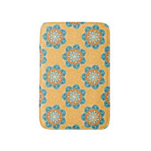 Floral Mandala Tegel in Oranje en Blauwgroen Badmat (Voorkant Verticaal)