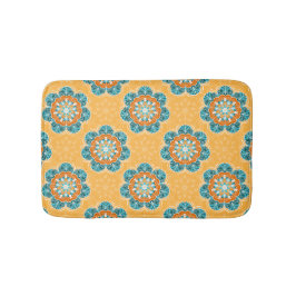 Floral Mandala Tegel in Oranje en Blauwgroen Badmat
