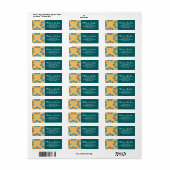 Floral Mandala Tegel in Oranje en Blauwgroen Etiket (Full Sheet)