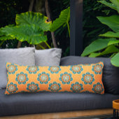 Floral Mandala Tegel in Oranje en Blauwgroen Lichaamskussen