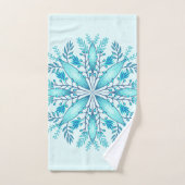 Floral Mandala - Turquoise Blue Boho Snowflake Bad Handdoek (Handdoek)