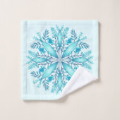 Floral Mandala - Turquoise Blue Boho Snowflake Bad Handdoek (Wasdoekje)