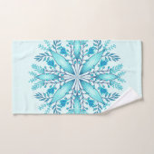 Floral Mandala - Turquoise Blue Boho Snowflake Bad Handdoek (Handdoek)