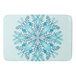 Floral Mandala - Turquoise Blue Boho Snowflake Badmat