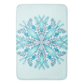 Floral Mandala - Turquoise Blue Boho Snowflake Badmat (Voorkant Verticaal)