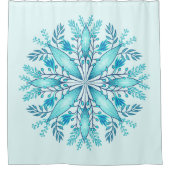 Floral Mandala - Turquoise Blue Boho Snowflake Douchegordijn (Voorkant)