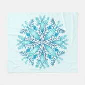 Floral Mandala - Turquoise Blue Boho Snowflake Fleece Deken (Voorkant (Horizontaal))