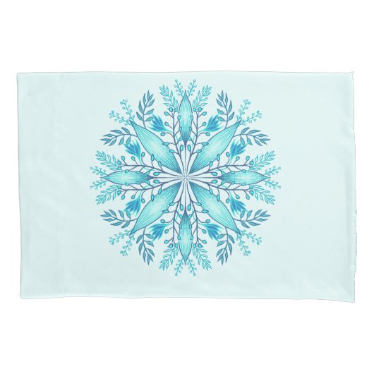 Floral Mandala - Turquoise Blue Boho Snowflake Kussensloop (Voorkant)