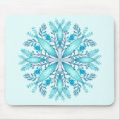 Floral Mandala - Turquoise Blue Boho Snowflake Muismat (Voorkant)