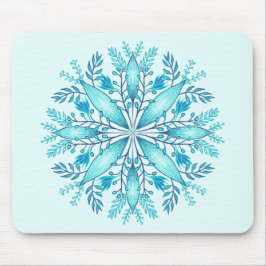 Floral Mandala - Turquoise Blue Boho Snowflake Muismat